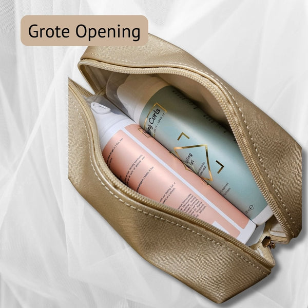 Goudkleurige Toilettas Kunstleer - CG Curls - Amazing Curls - #krullenproducten#