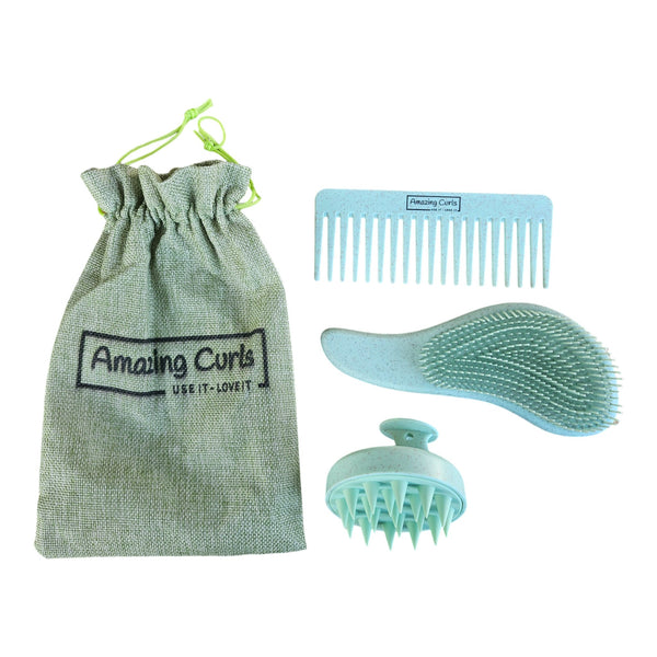 Scalp Massager - Detangler Brush & Wide Tooth Comb Pakket - CG Curls - #krullenproducten#