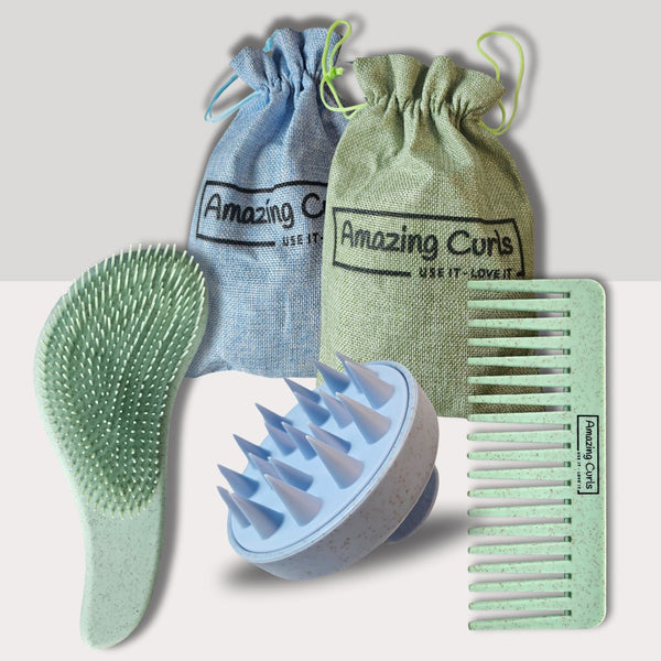 Scalp Massager - Detangler Brush & Wide Tooth Comb Pakket - CG Curls - Amazing Curls - #krullenproducten#